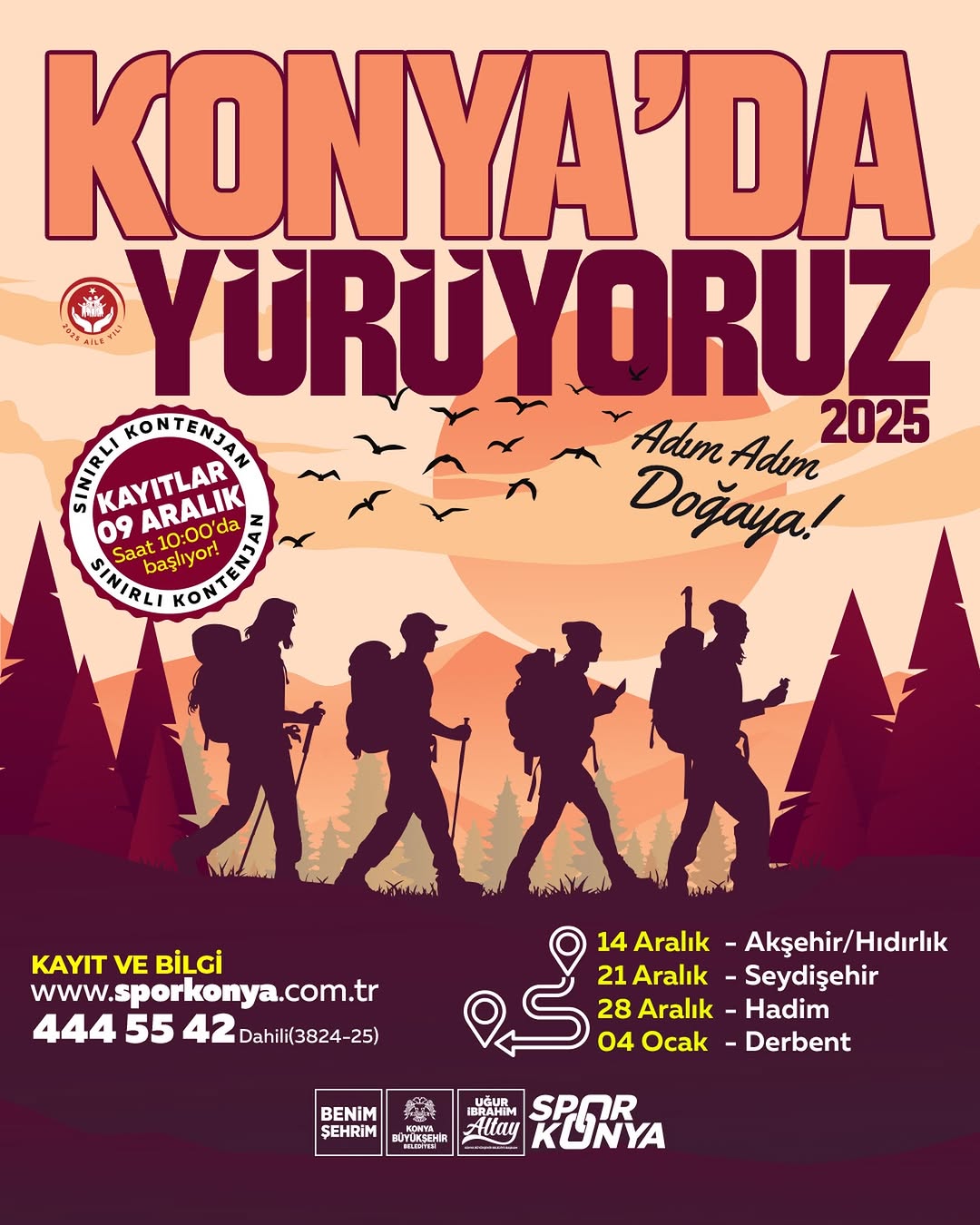 Konya’da Yürüyoruz Temasıyla Düzenlenen Yürüyüşler Başlıyor