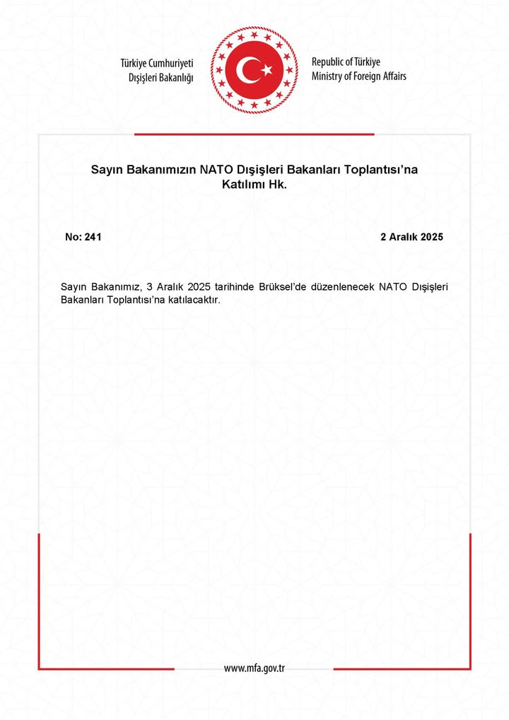 T.C. Dışişleri Bakanlığı'nın NATO Dışişleri Bakanları Toplantısı'na Katılımı