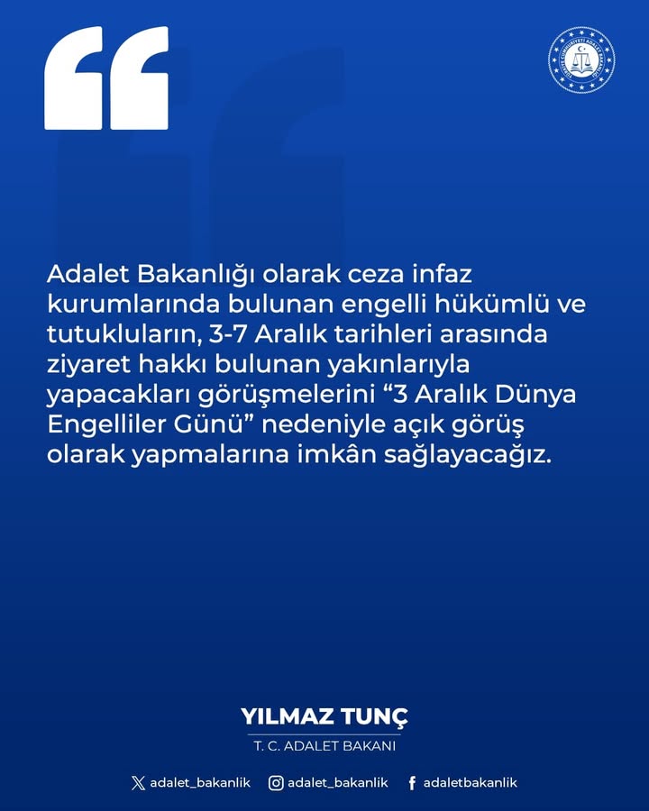 Adalet Bakanlığı'ndan Engelli Hükümlülere Özel Düzenleme