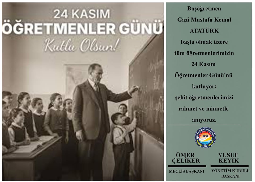 Burdur Ticaret ve Sanayi Odası'ndan 24 Kasım Öğretmenler Günü Mesajı