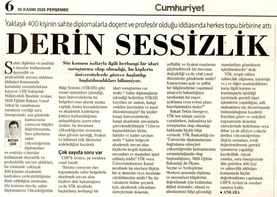 MEB Sahte Diploma ve Usulsüz Akademik Unvan İddialarına Yanıt Verdi