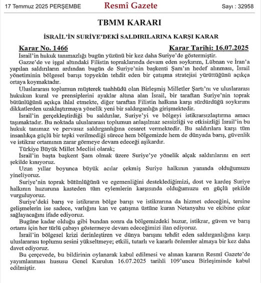 AK Parti Afyonkarahisar Milletvekili Yurdunuseven: İsrail'in Suriye Saldırılarına TBMM'nin Güçlü Tepkisi