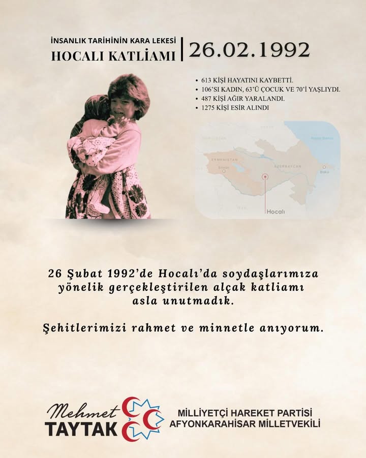 Hocalı Katliamı'nın Acısı Hâlâ Yüreğimizde - Afyonkarahisar Milletvekili Paylaştı