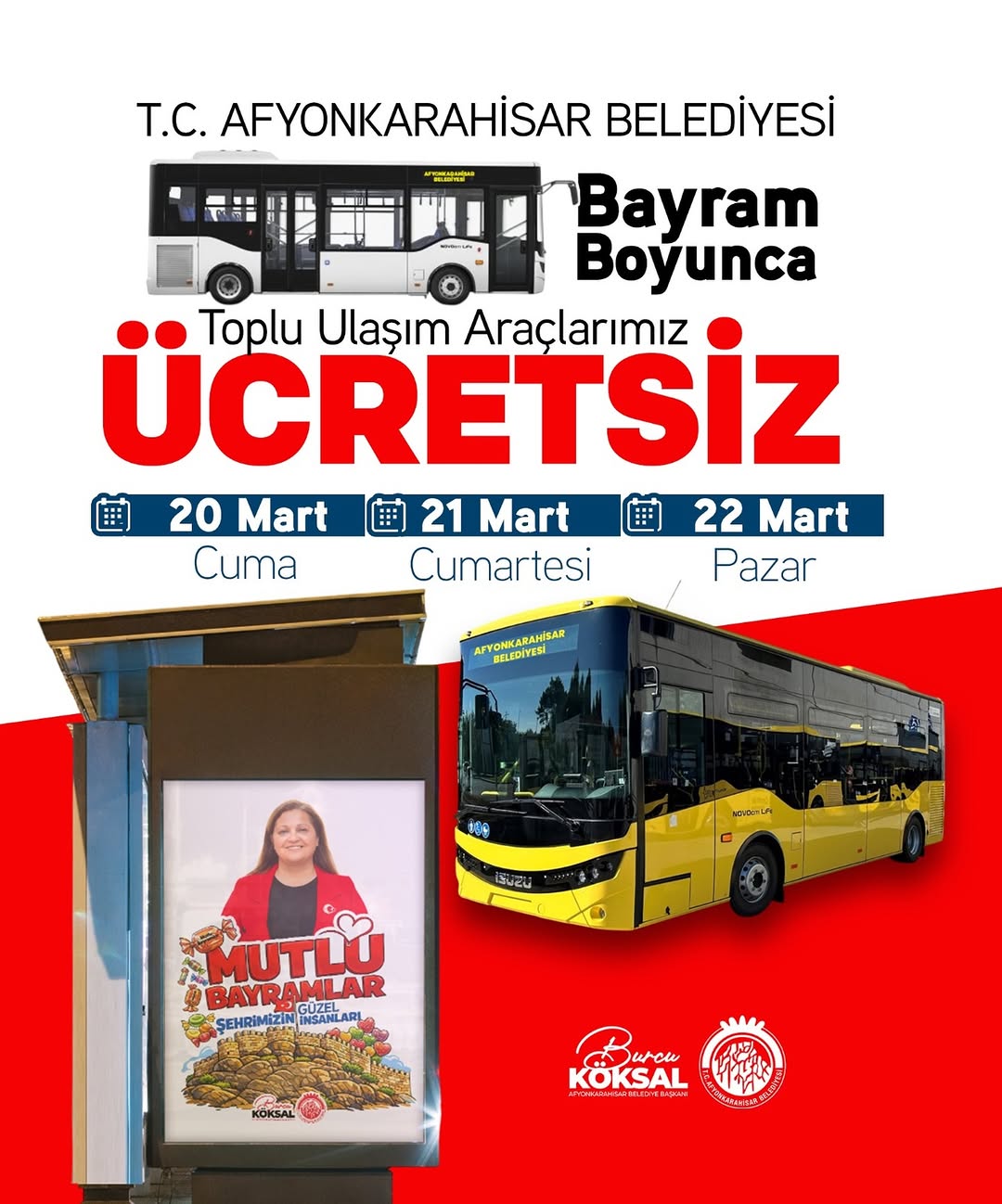 AfyonKarahisar Belediye Başkanı'ndan Bayram Sürprizi: Halk Otobüsleri Ücretsiz!