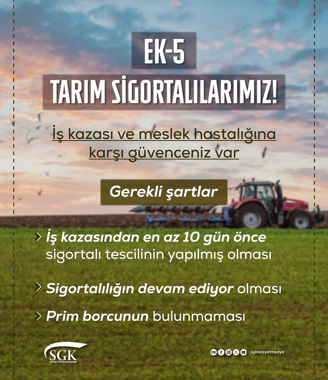 Afyonkarahisar SGK İl Müdürlüğü Tarafından Yapılan Açıklamaya Göre: EK-5 Tarım Sigortalılarının Önemi