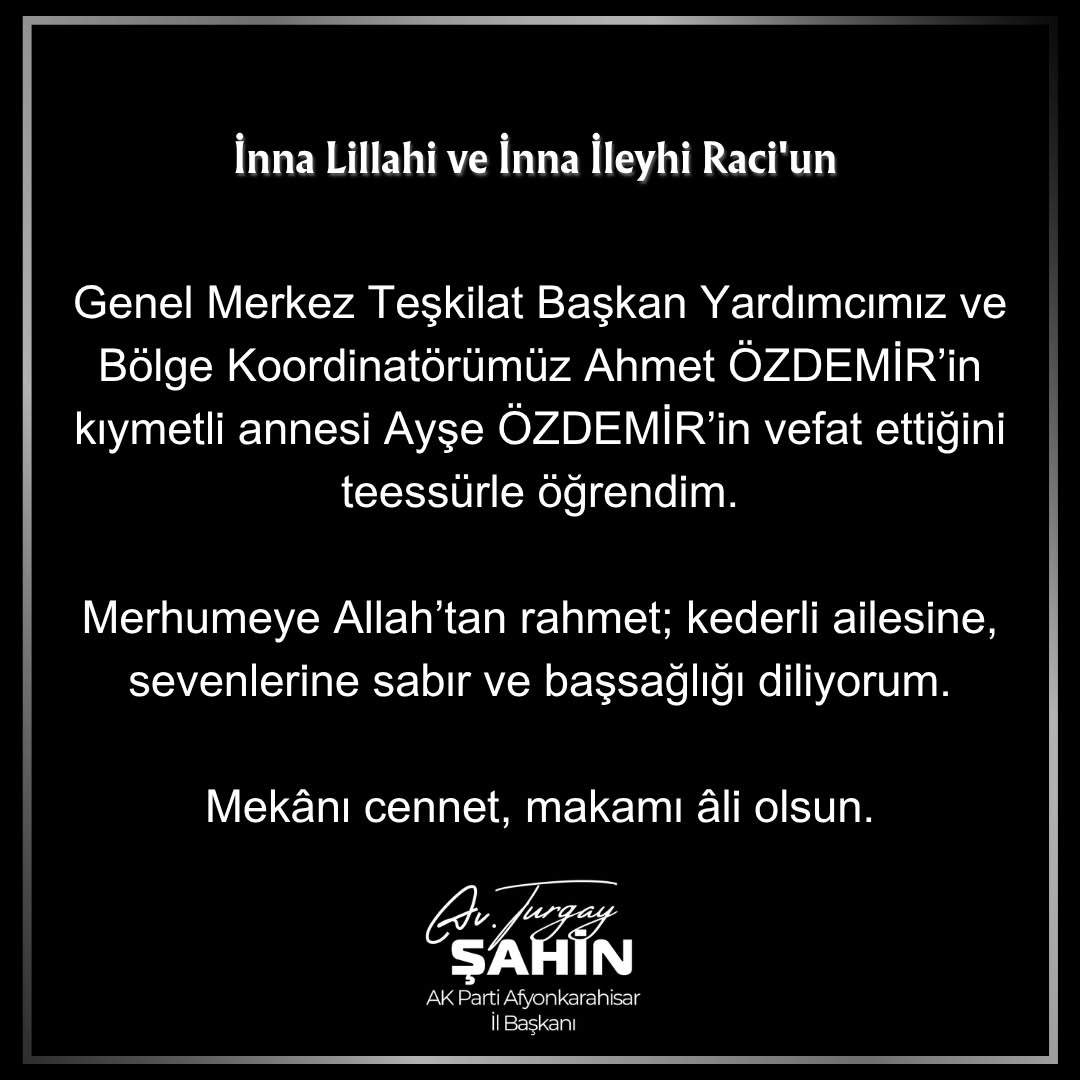 Ak Parti Afyonkarahisar İl Başkanı Avukat Turgay Şahin'den Baş Sağlığı Mesajı