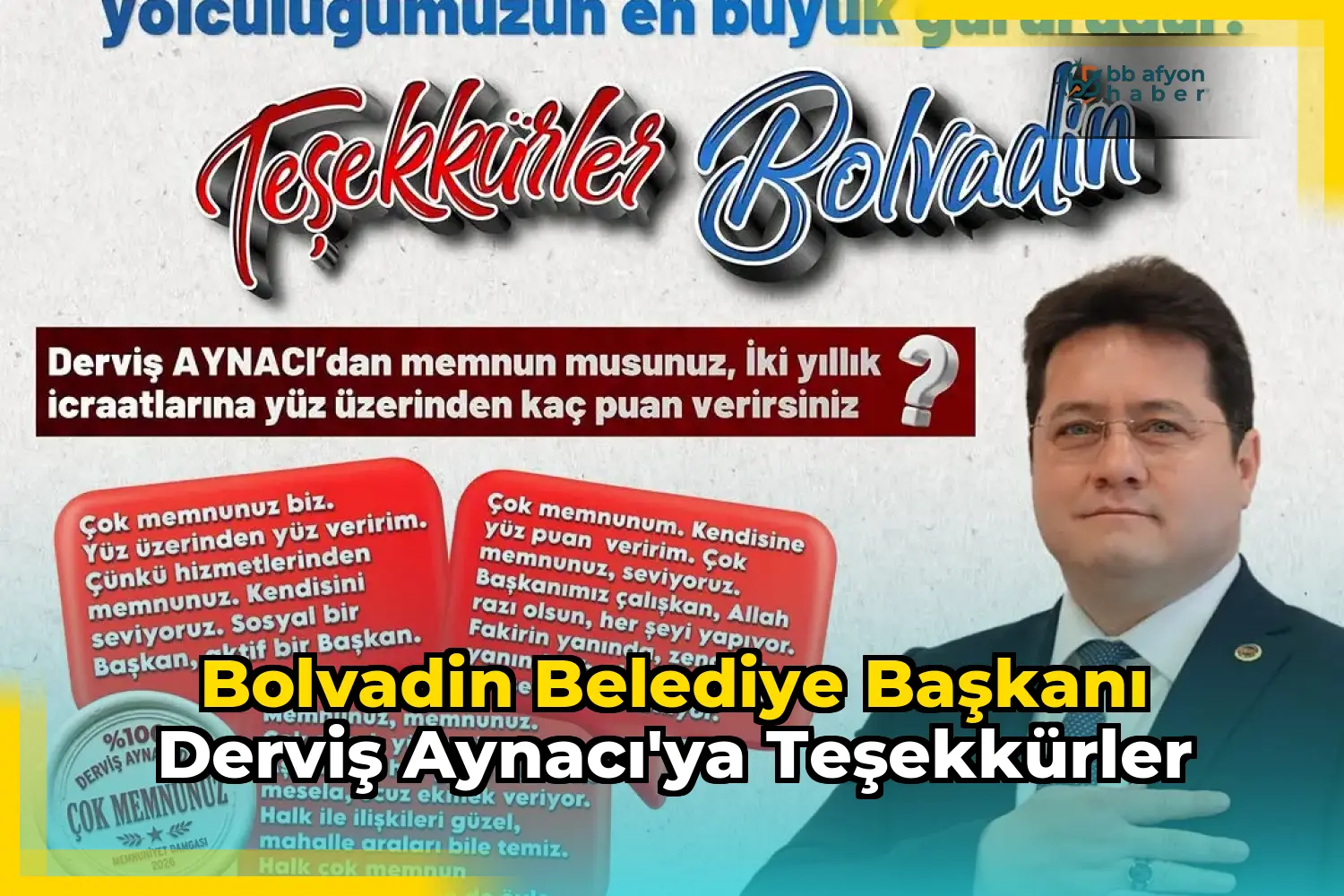 Bolvadin Belediye Başkanı Derviş Aynacı'ya Teşekkürler