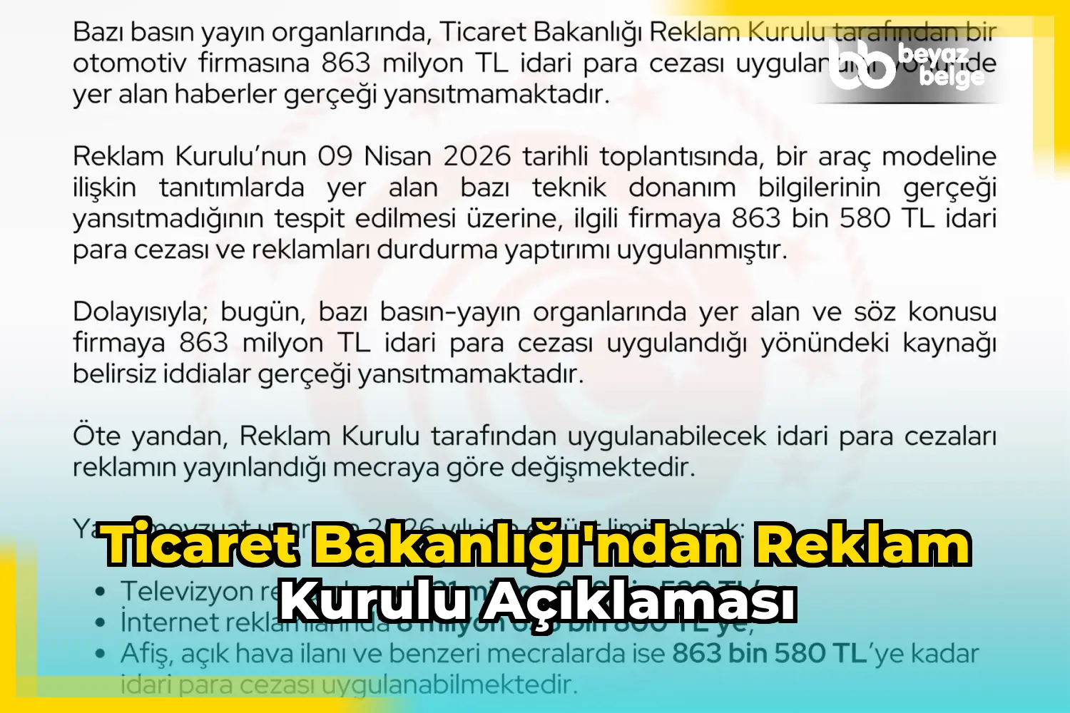 Ticaret Bakanlığı'ndan Reklam Kurulu Açıklaması