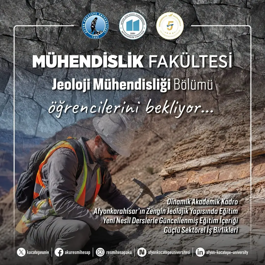 Afyon Kocatepe Üniversitesi Jeoloji Mühendisliği Yeniden Öğrenci Kabul Ediyor