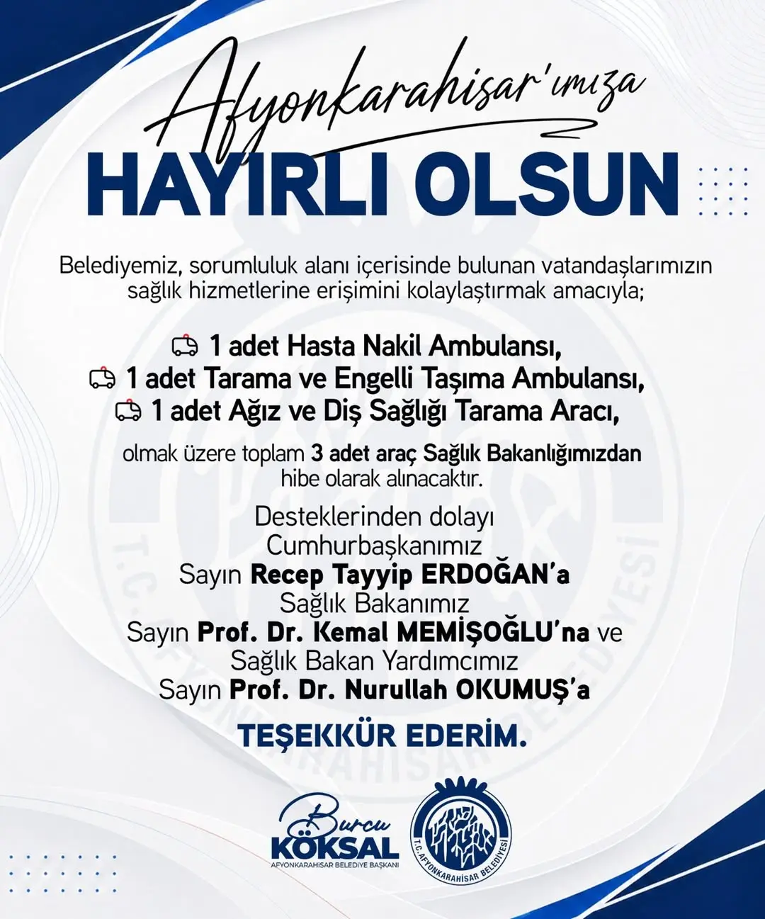 Afyonkarahisar Belediye Başkanı Burcu Köksal'dan Yeni Proje: Afyonkarahisarımıza Hayırlı Olsun!