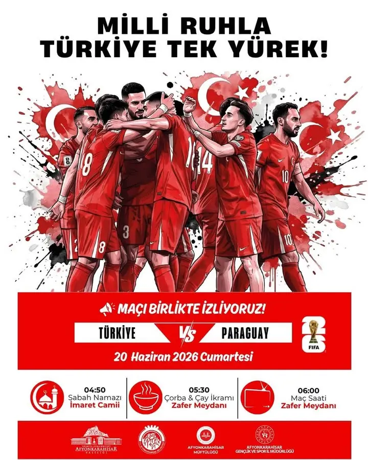 Afyonkarahisar'da Milli Maç Coşkusu Dev Ekranda