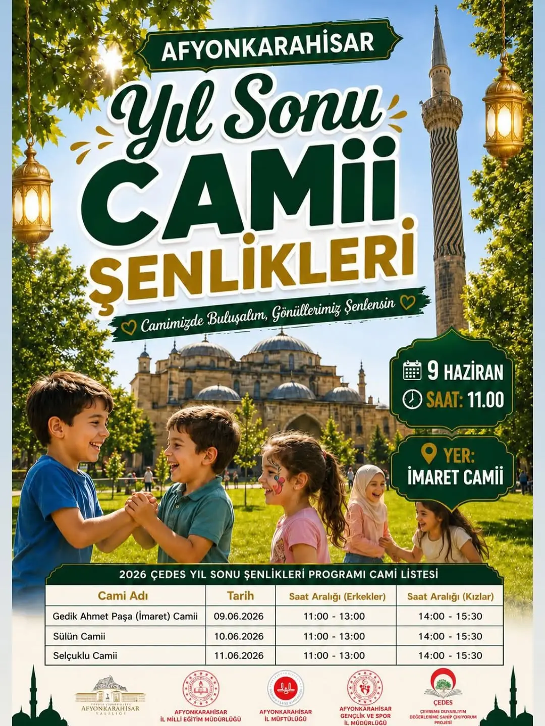 Afyonkarahisar İl Milli Eğitim Müdürlüğü Tarafından Yıl Sonu Cami Şenliklerine Davet