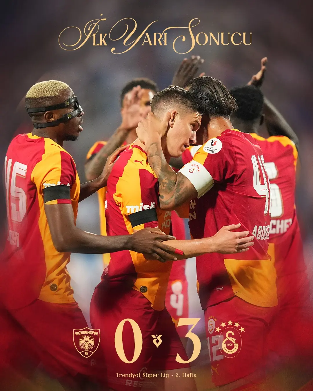 Galatasaray Deplasmanda Erzurumspor'u 3-0 Mağlup Etti