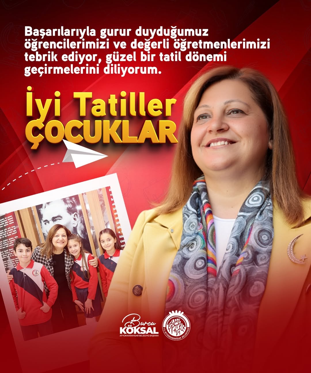 Afyonkarahisar Belediye Başkanı Burcu Köksal'dan Sömestr Tatili Mesajı