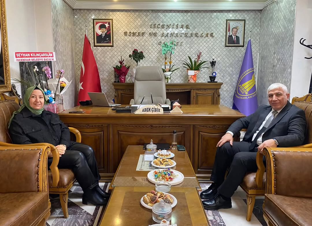 İscehisar Belediye Başkanı Seyhan Kılınçarslan'dan Esnaf Odası Başkanı Adem Çibik'e Hayırlı Olsun Ziyareti