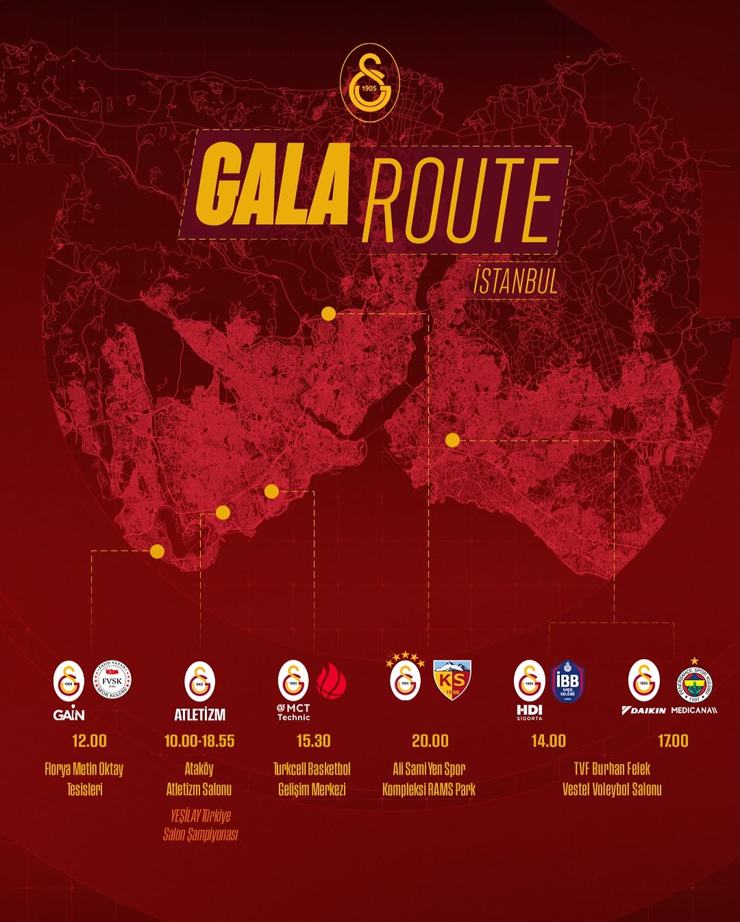 İstanbul'un Dört Bir Yanında Galatasaray'a Doyacağımız Harika Bir Pazar Günü İçin GalaRoute