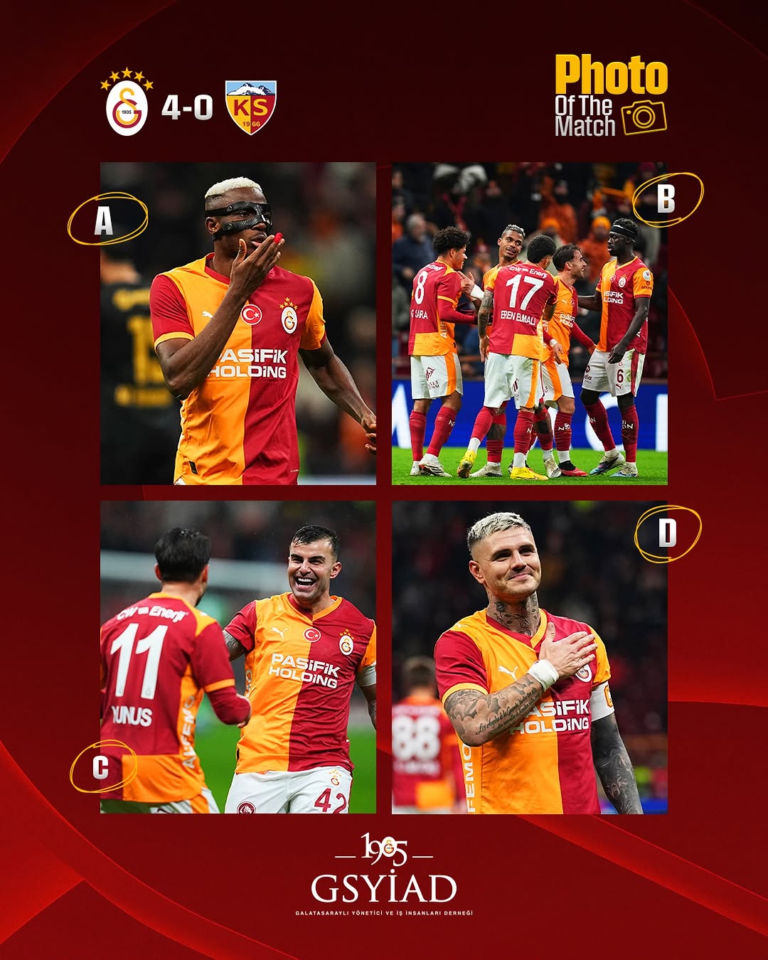 Galatasaray Spor Kulübü, Gecenin En Güzel Sarı Kırmızı Karelerini Seçiyor