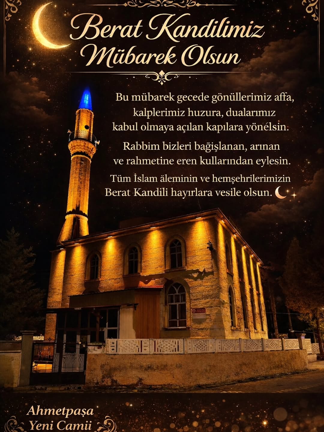 Ahmetpaşa Belediyesi'nden Berat Kandili Mesajı