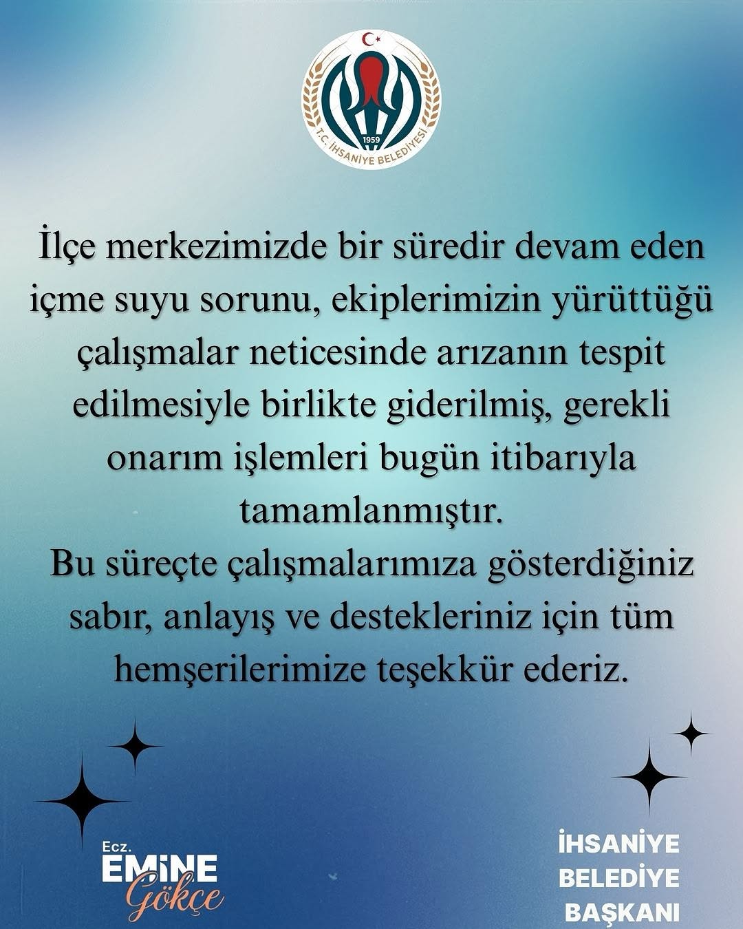 İhsaniye'de İçme Suyu Sorunu Giderildi