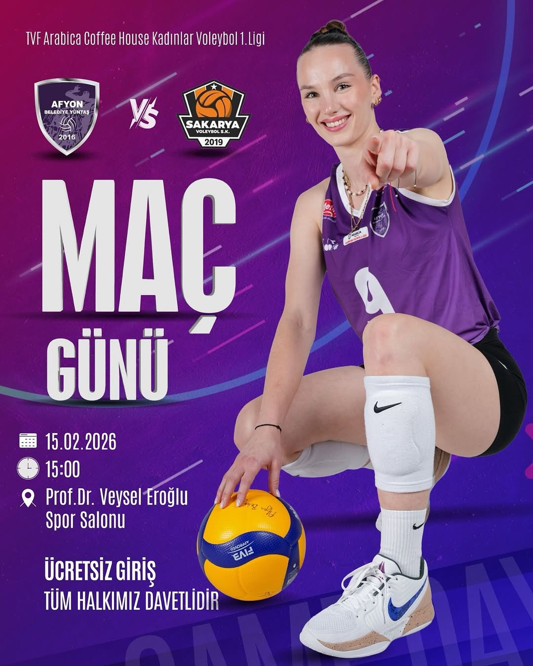 Afyon Belediye Yüntaş Kadın Voleybol Takımı Sakarya Voleybol İle Karşılaşıyor