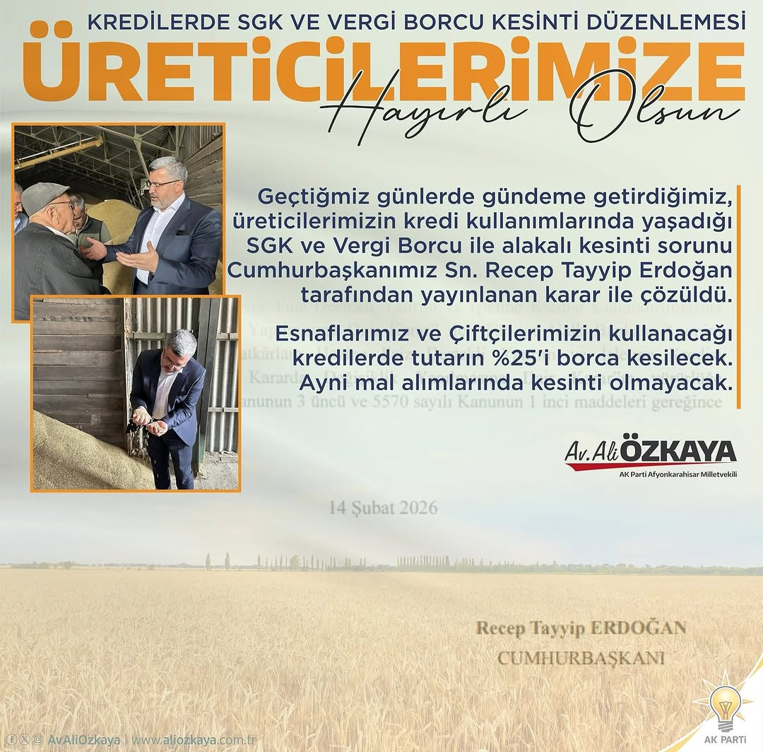 Üreticilere Müjde! Borç Engeli Kaldırıldı