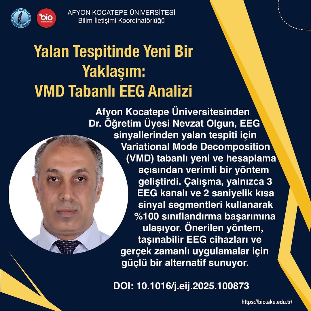 Afyon Kocatepe Üniversitesi'nden Yalan Tespitinde Yeni Bir Yaklaşım: VMD Tabanlı EEG Analizi