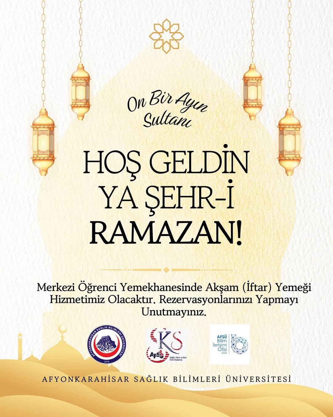 Afyonkarahisar Sağlık Bilimleri Üniversitesi AFSÜ Merkezi Öğrenci Yemekhanesinde İftar Yemeği Hizmeti