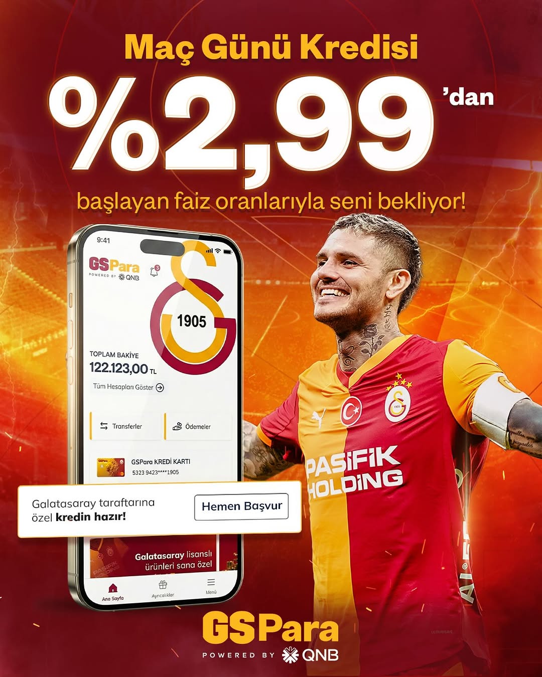 GSPara'dan Maç Gününe Özel Kredi Fırsatı %2,99 Faiz Oranıyla!