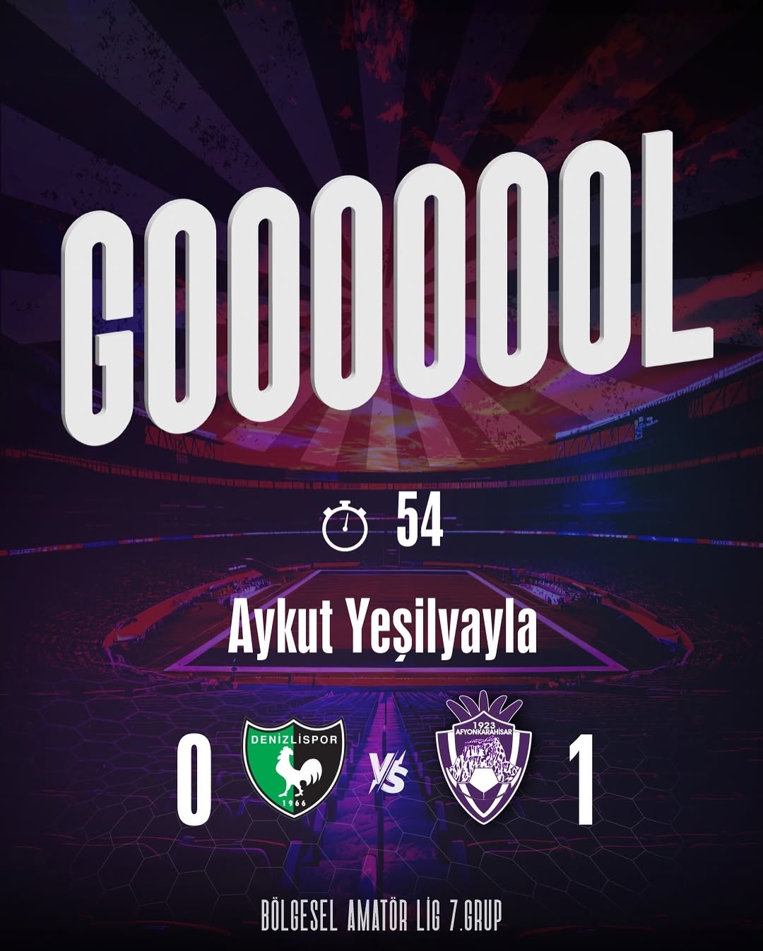 Aykut Yeşilyayla'nın Attığı Golle 1923 Afyonkarahisar Spor Kulübü Galibiyete Ulaştı