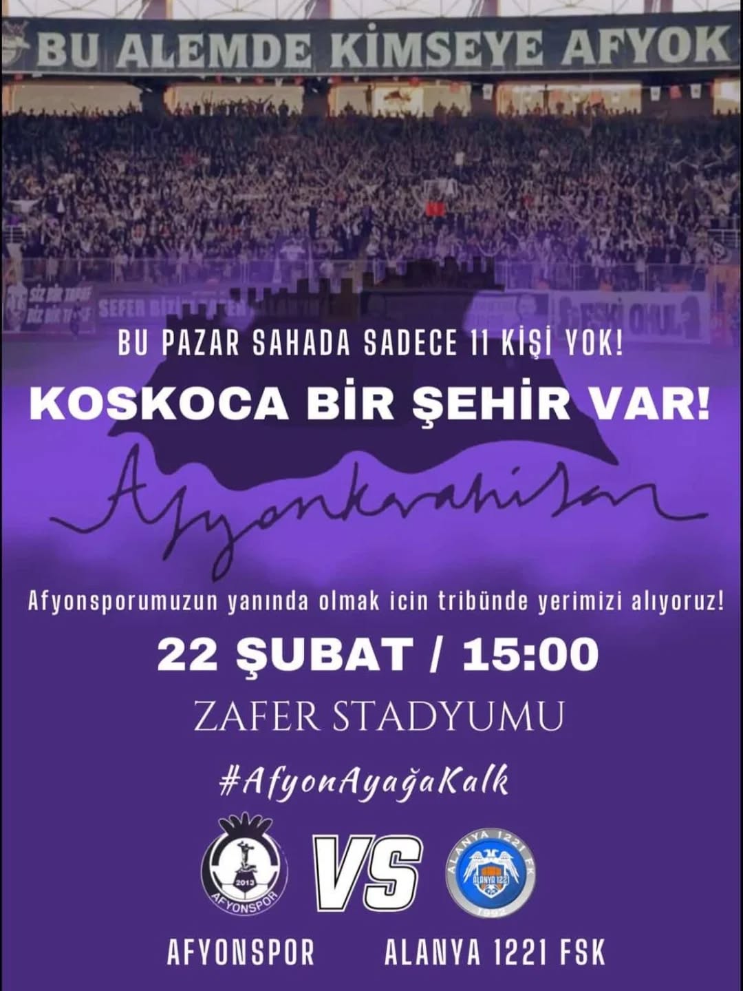 Afyonspor, Bu Pazar Zafer Stadyumu'nda Alanya 1221 FK ile Karşılaşacak