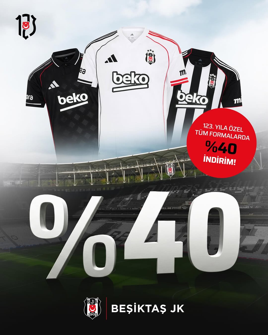 Beşiktaş'ın 123. Yılına Özel Tüm Formalarda %40 İndirim Kampanyası