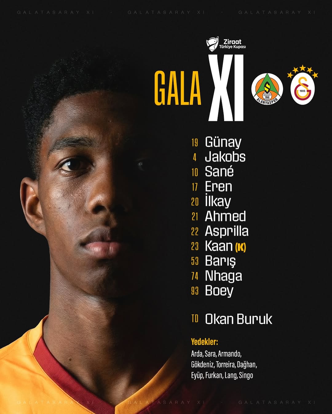 Galatasaray'ın C. Alanyaspor Maçı İlk 11'i ve Yedekleri Açıklandı! ALNvGS