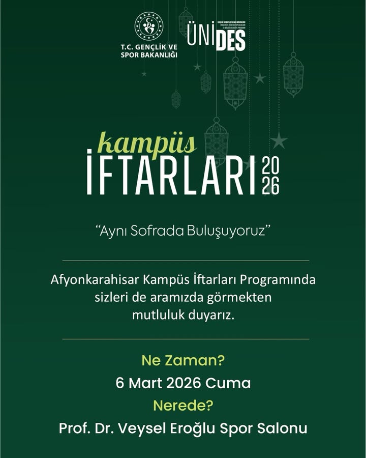 Afyonkarahisar Kampüs İftarları 2026 Programı