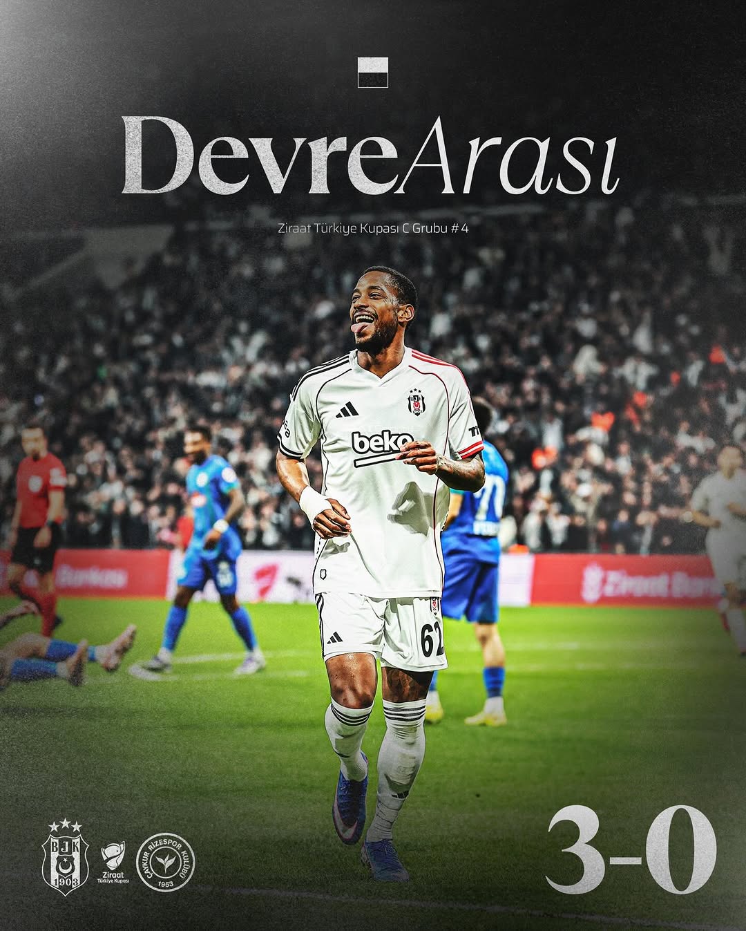 Beşiktaş Futbol Takımı İlk Yarıyı 3-0 Önde Kapattı