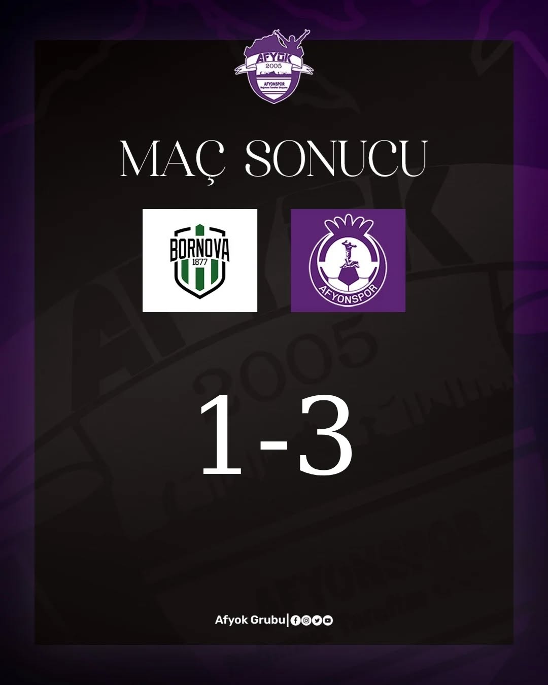 Afyonspor Deplasmanda Bornova 1877'yi 3-1 Mağlup Etti