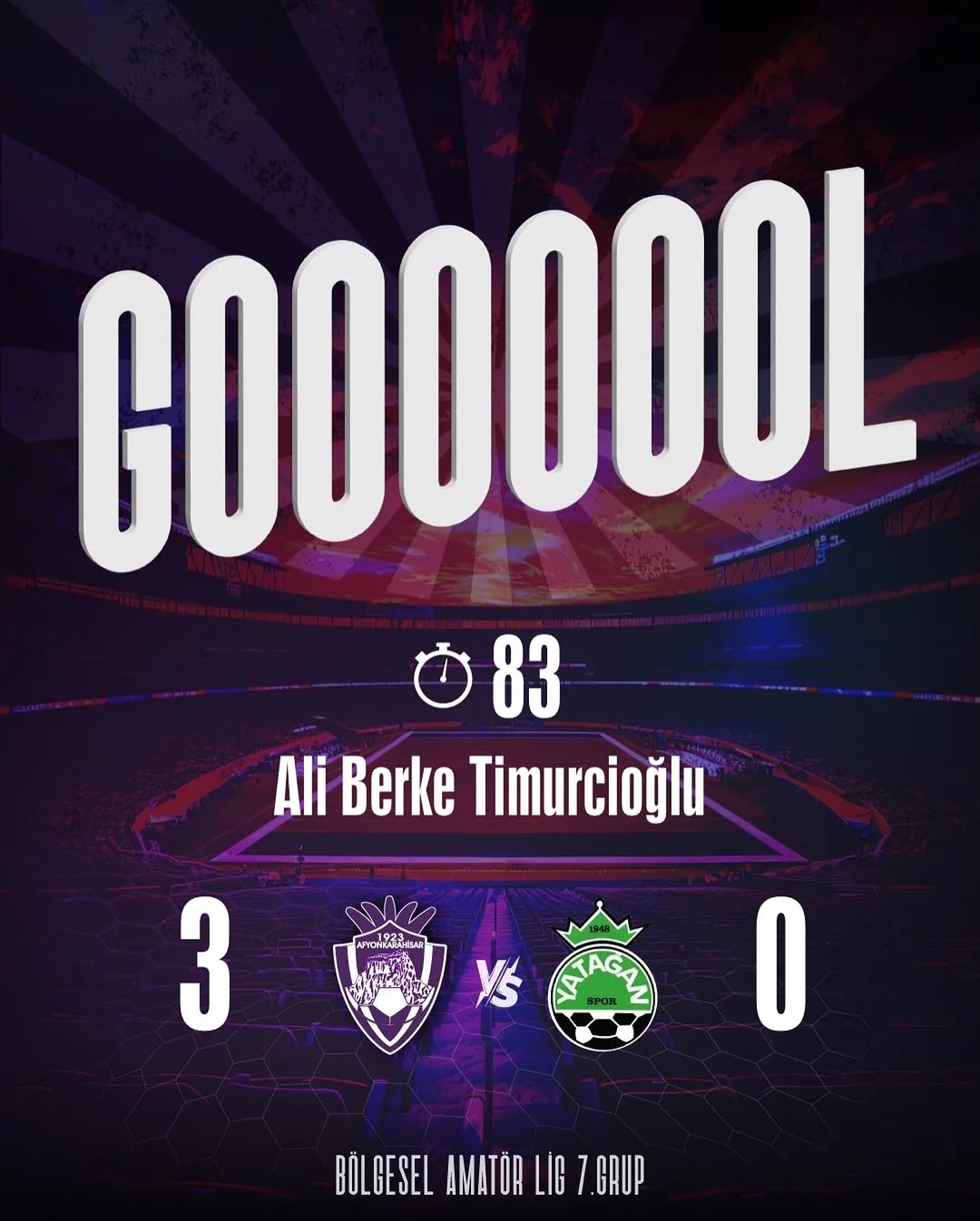 1923 Afyonkarahisar Spor Kulübü'nden Ali Berke Timurcioğlu'na Geç Gool!