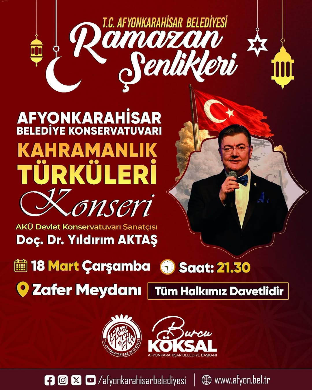 T.C. Afyonkarahisar Belediyesi'nden Kahramanlık Türküleri Konseri Duyurusu