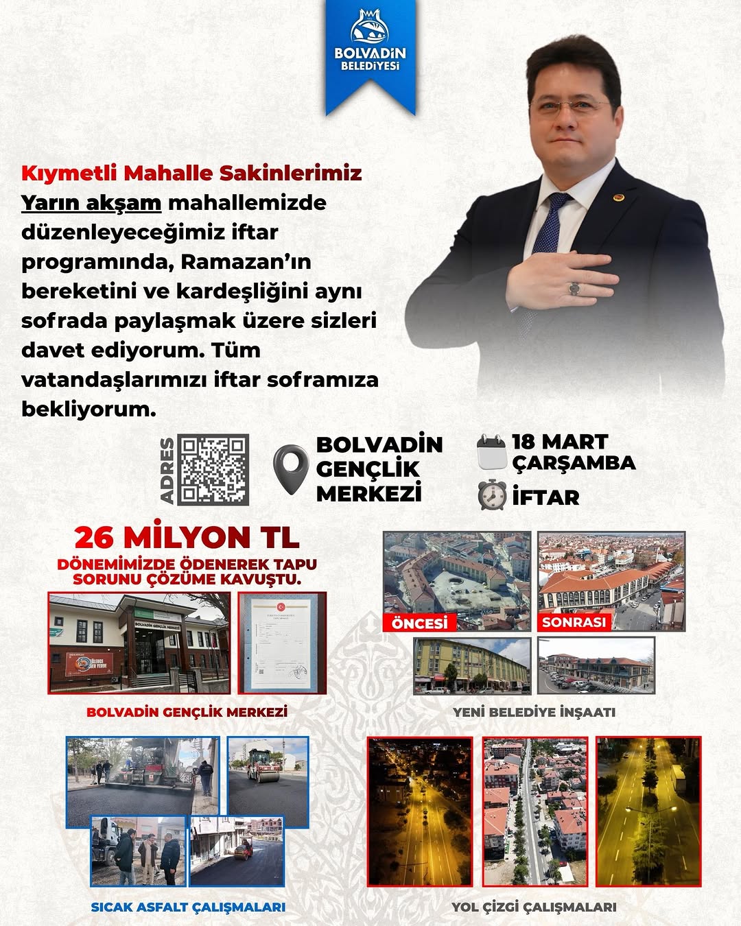 Bolvadin Belediye Başkanı Derviş Aynacı'nın İftar Gönül Sofrası Paylaşımı