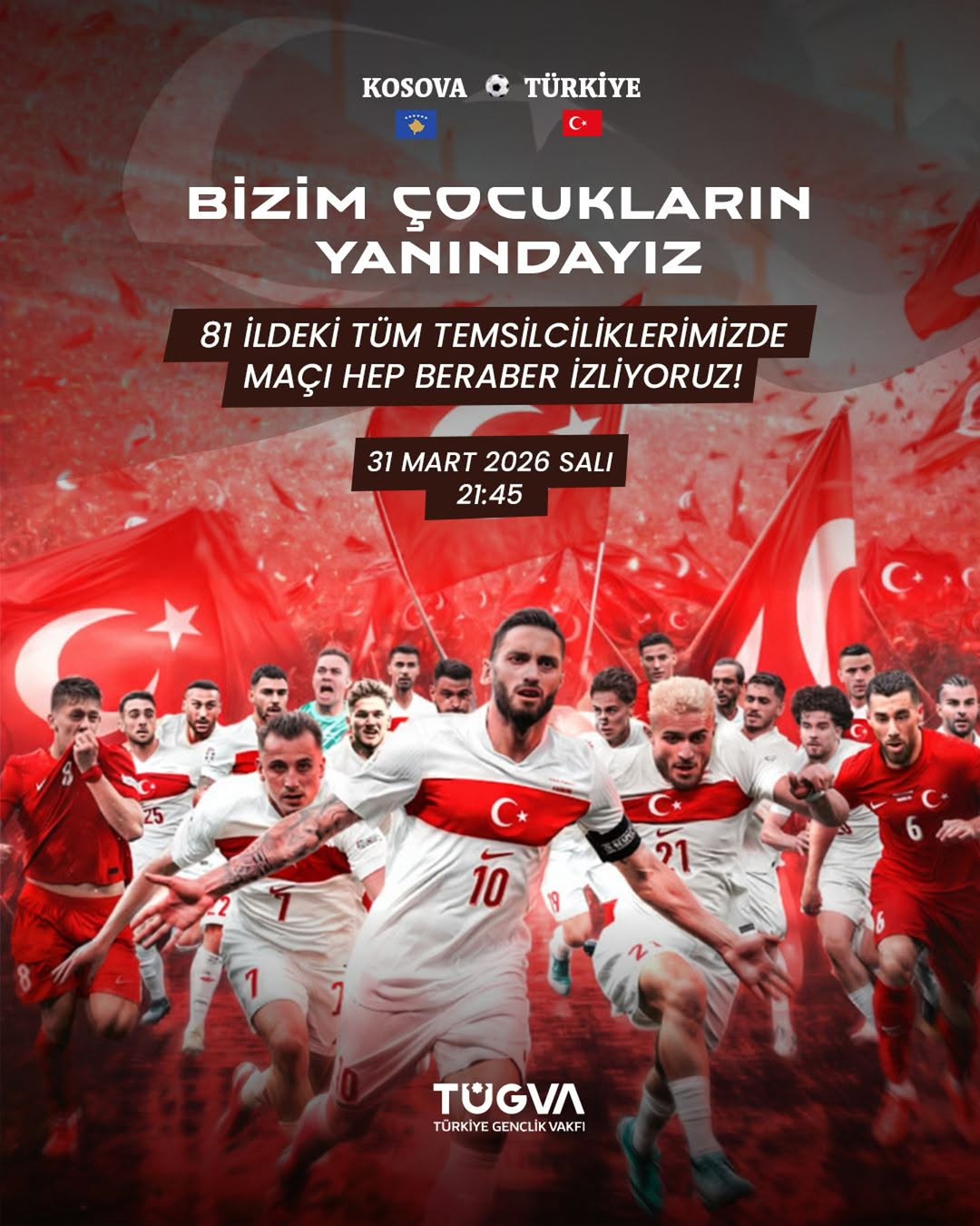 TÜGVA Afyonkarahisar İl Temsilciliği Milli Maçı İzliyor