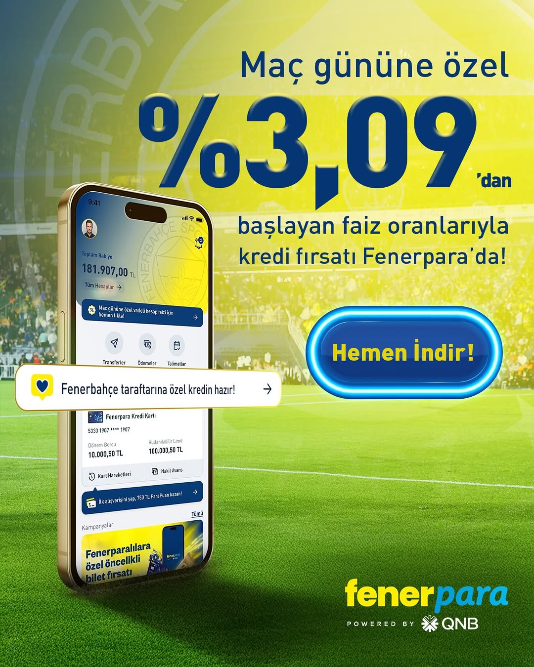 Fenerbahçe'nin Maç Gününe Özel Kredi Fırsatı Fenerpara'da!
