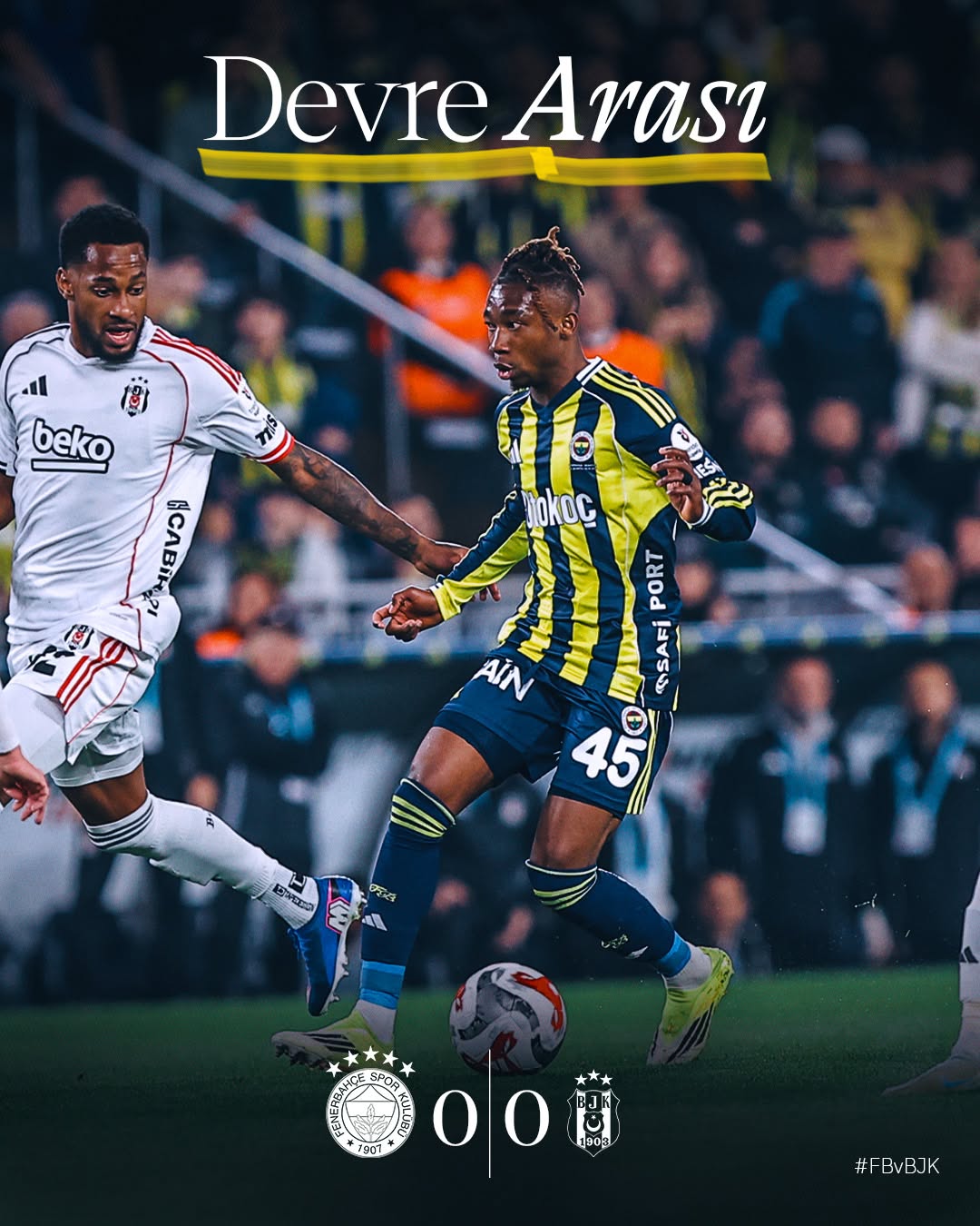 Fenerbahçe ile Beşiktaş Arasında Oynanan Maçın İlk Yarı Sonucu Belli Oldu