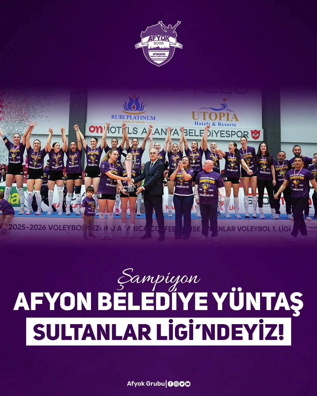 Afyon Belediye Yüntaş Voleybol Takımı Şampiyonluğunu İlan Etti