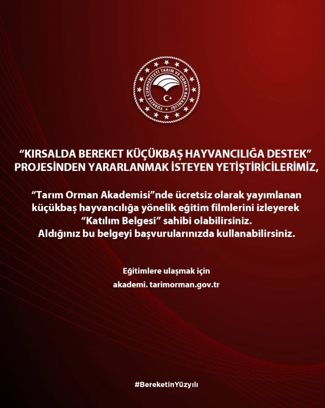 Kırsalda Bereket, Hayvancılığa Destek Projesi'nden Yararlanmak İsteyen Yetiştiriciler İçin Ücretsiz Eğitimler