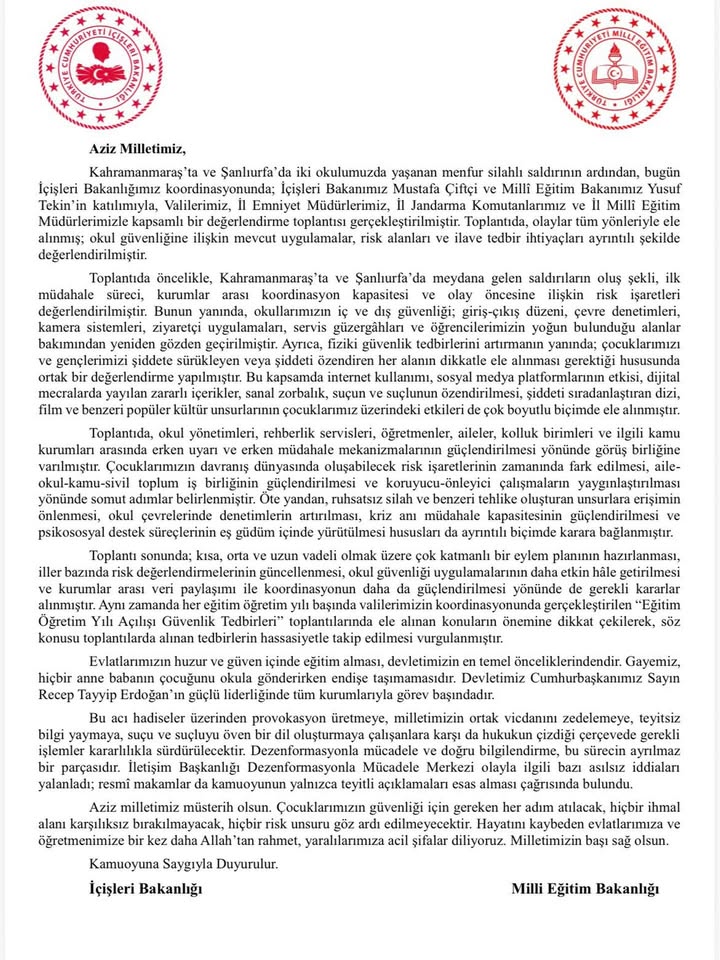 Türkiye Cumhuriyeti İçişleri Bakanlığı Basın Açıklaması Yayınladı mı?