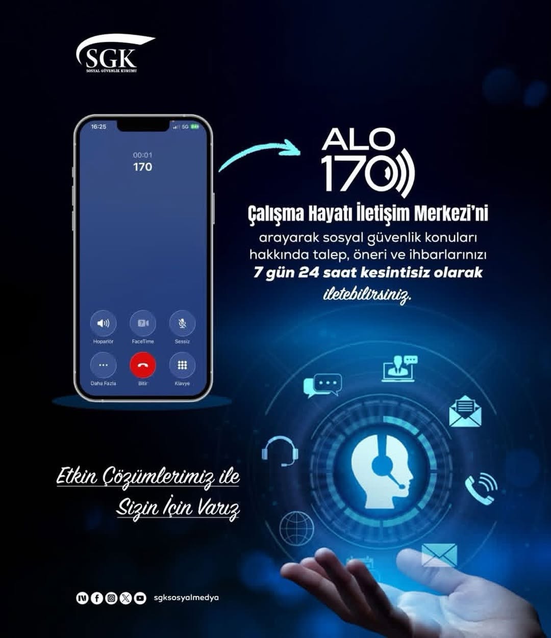 SGK Afyonkarahisar İl Müdürlüğü ALO 170 Çalışma Hayatı İletişim Merkezi Hizmetinizde