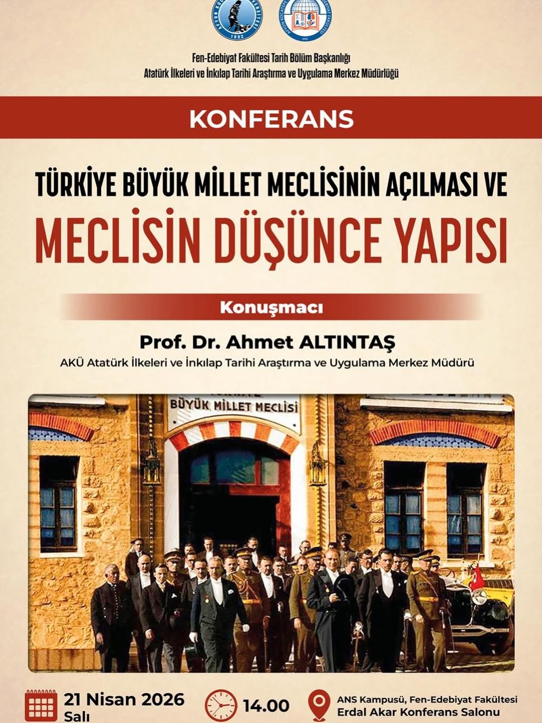 Afyon Kocatepe Üniversitesi'nde Türkiye Büyük Millet Meclisi Konferansı Düzenlenecek