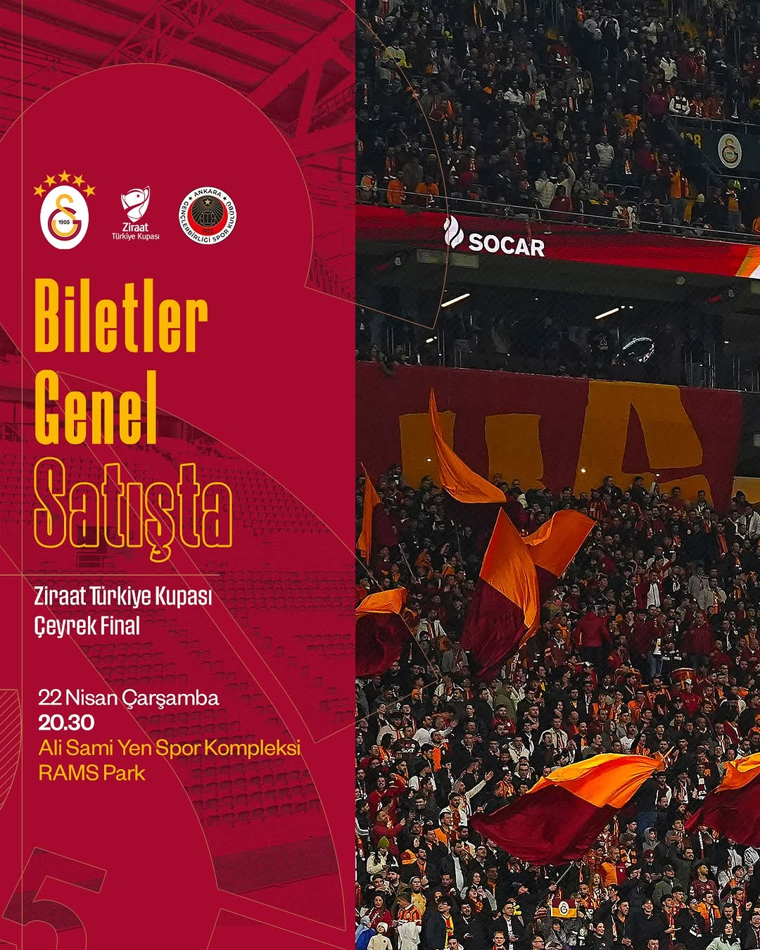 Galatasaray'ın N. D. Gençlerbirliği Maçı Biletleri Genel Satışta!