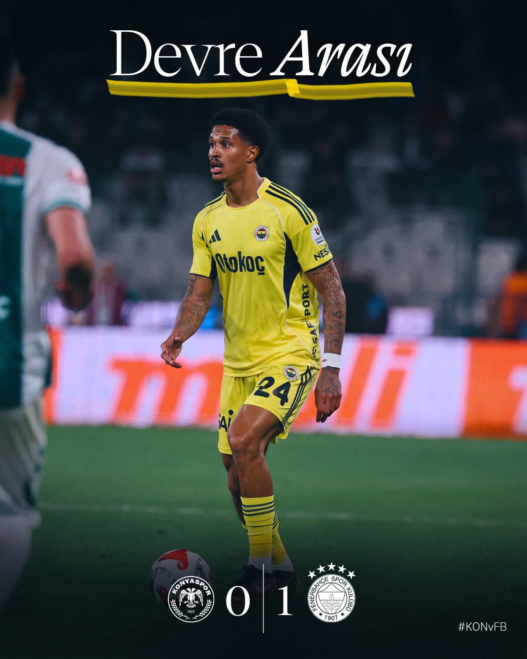 Fenerbahçe deplasmanda T. Konyaspor'u 1-0 mağlup etti