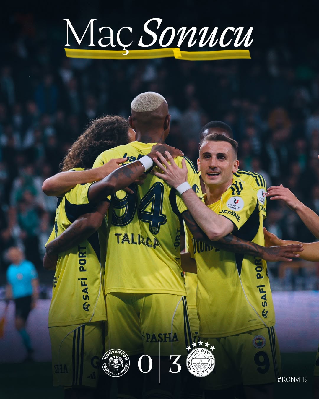 Fenerbahçe Deplasmanda T. Konyaspor'u 3-0 Mağlup Etti
