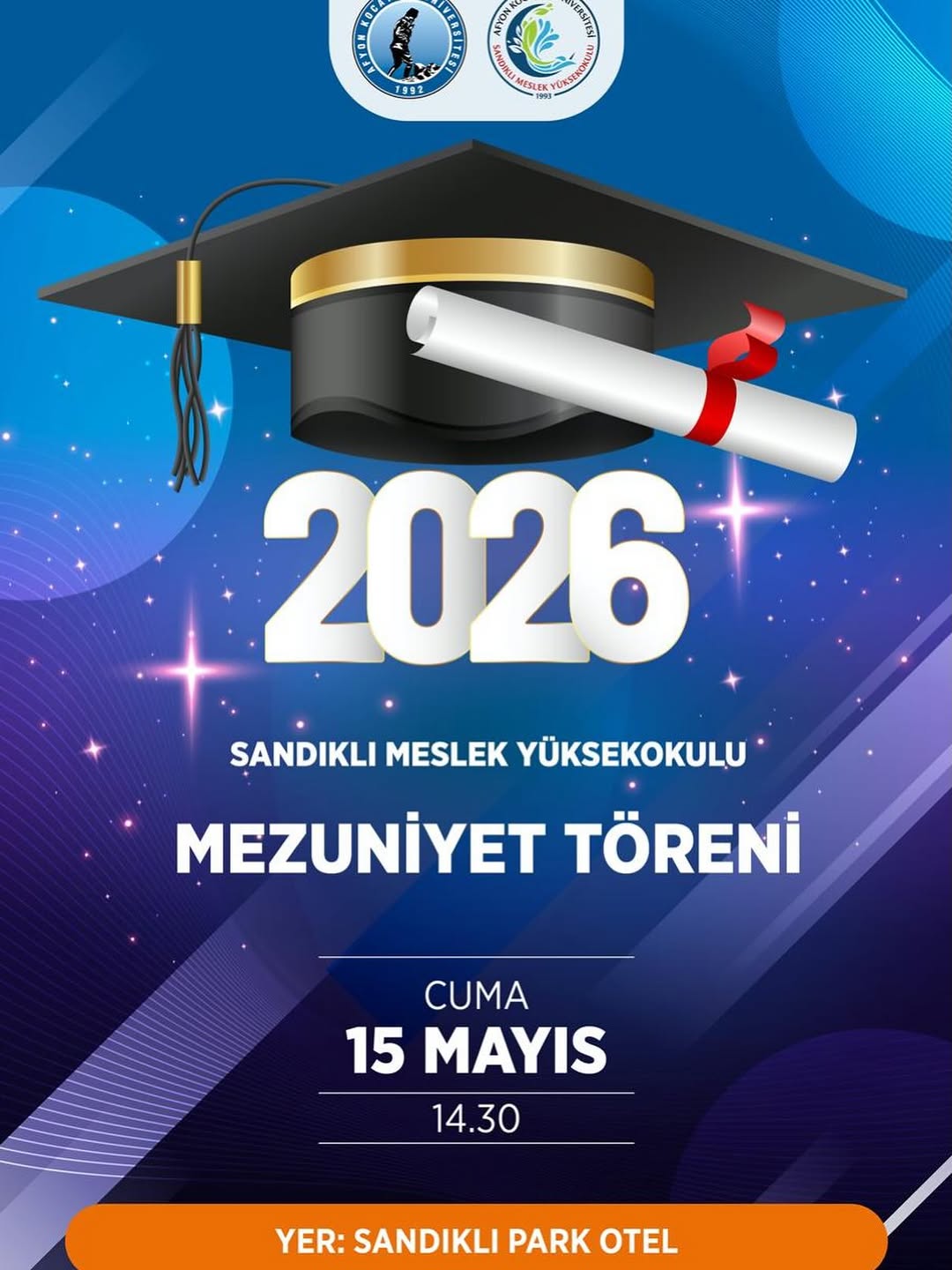 Afyon Kocatepe Üniversitesi'nde Bugün: Sandıklı Meslek Yüksekokulu Mezuniyet Töreni